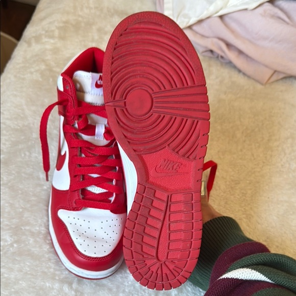 Nike Red and White High-Top Sneakers - Picture 3 of 4